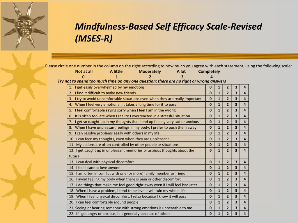 mindfulness based self efficacy scale revised