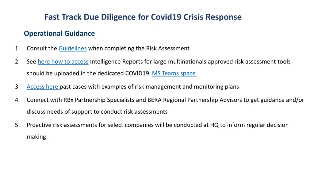 fast track due diligence for covid19 crisis 1