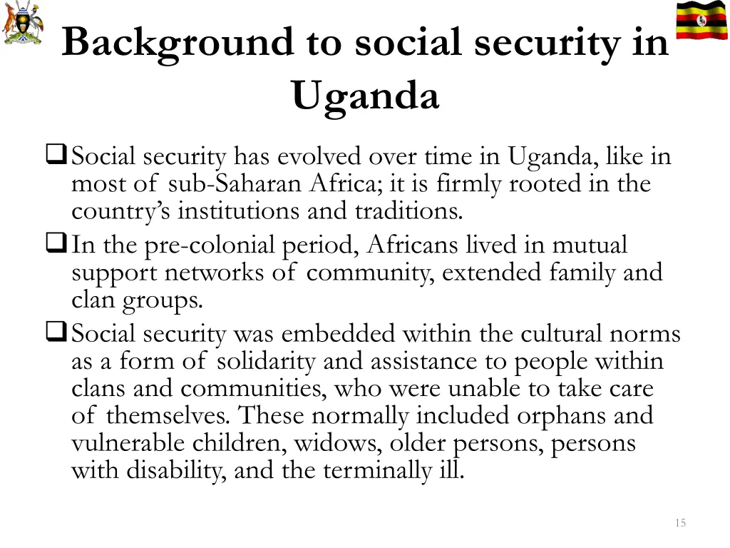 background to social security in uganda
