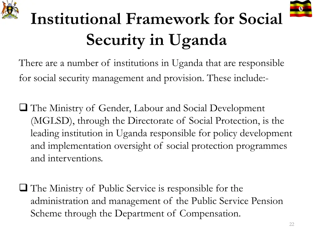 institutional framework for social security