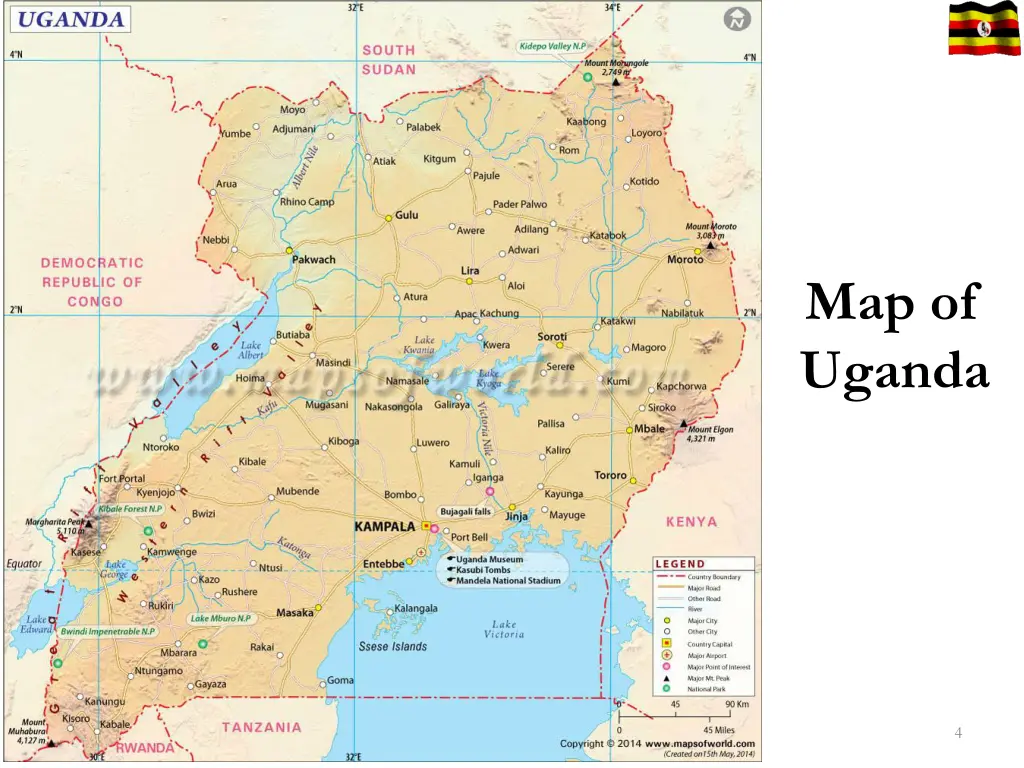 map of uganda
