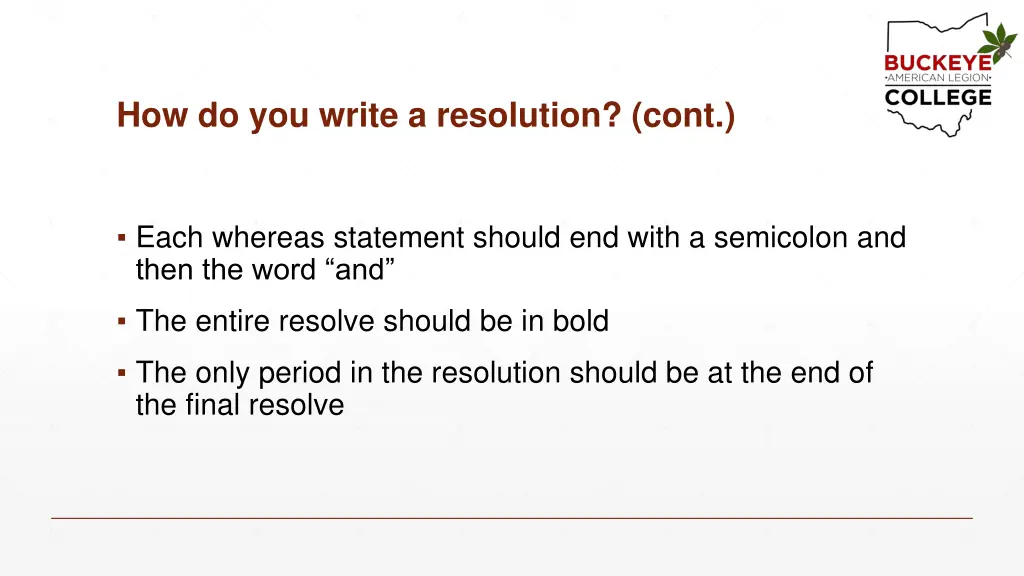 how do you write a resolution cont 3