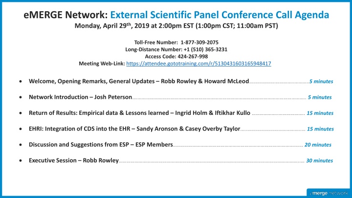 emerge network external scientific panel