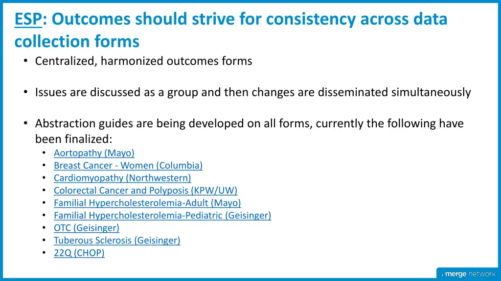 esp outcomes should strive for consistency across