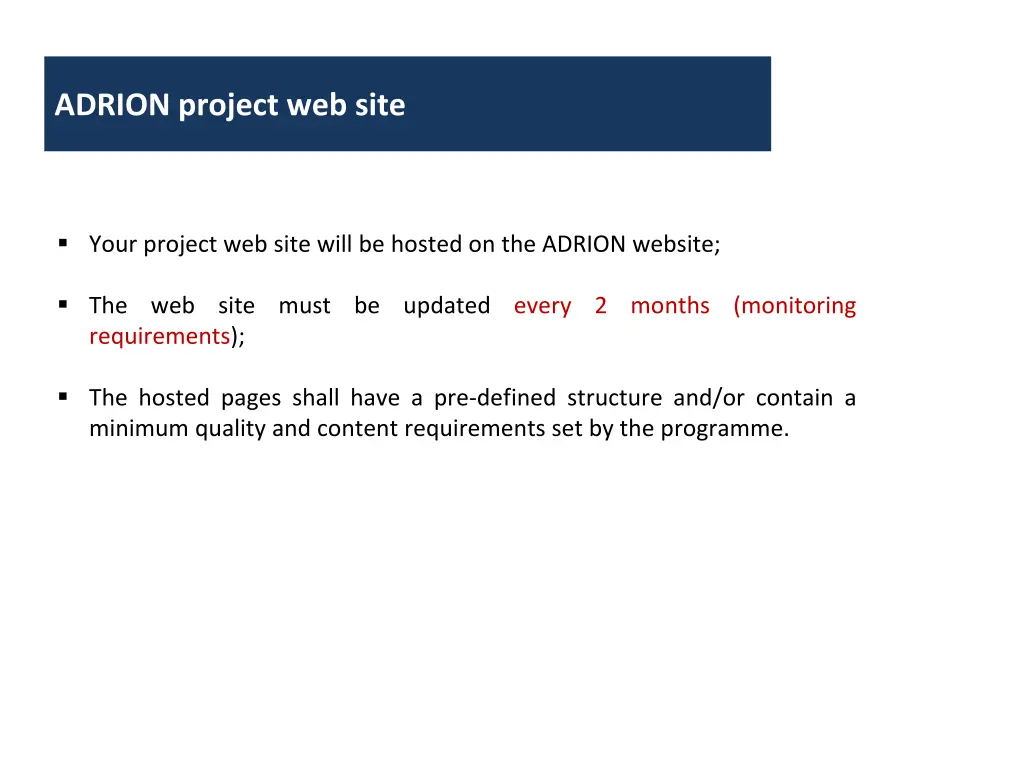 adrion project web site