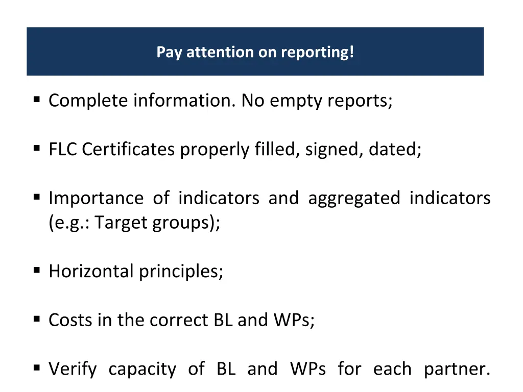 pay attention on reporting