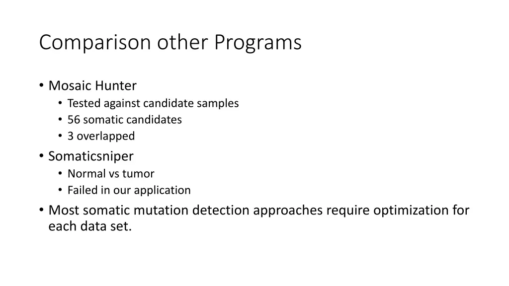 comparison other programs