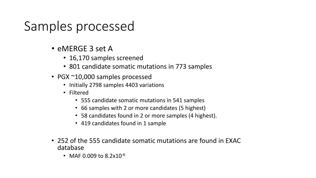 samples processed