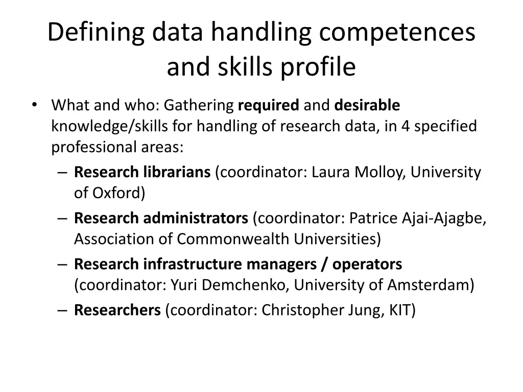 defining data handling competences and skills