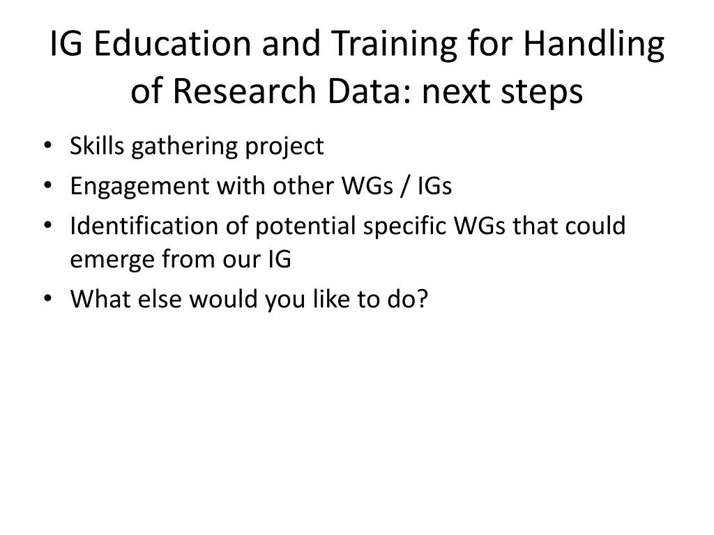 ig education and training for handling