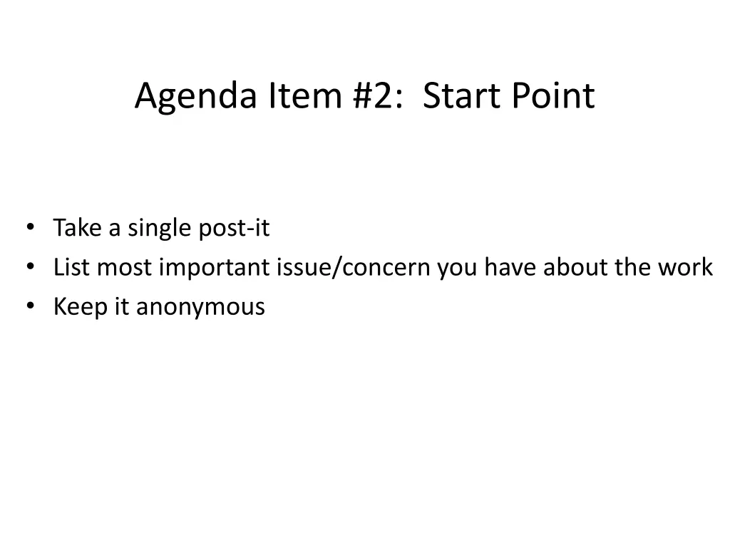 agenda item 2 start point