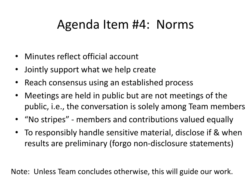 agenda item 4 norms