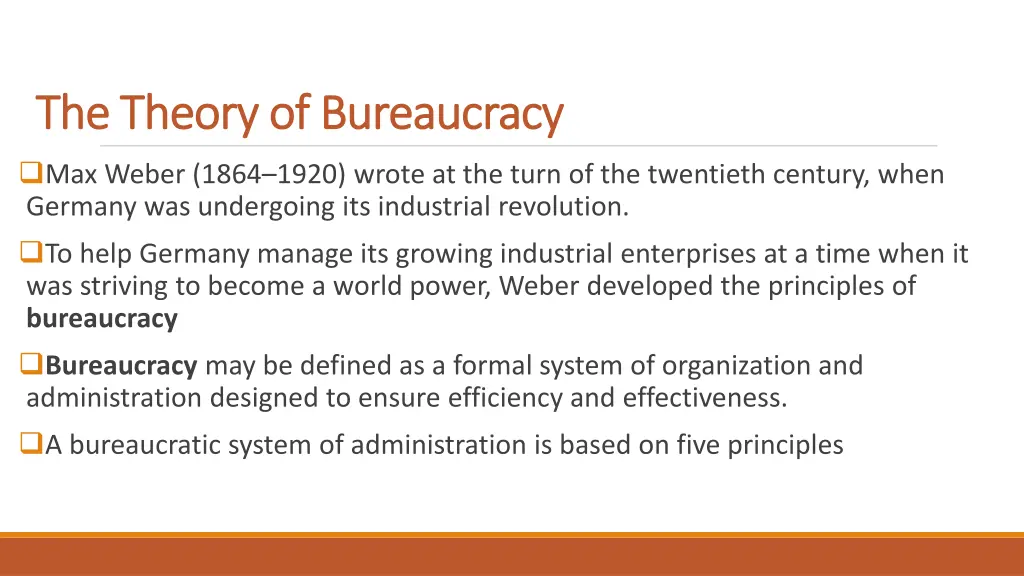 the theory of bureaucracy the theory