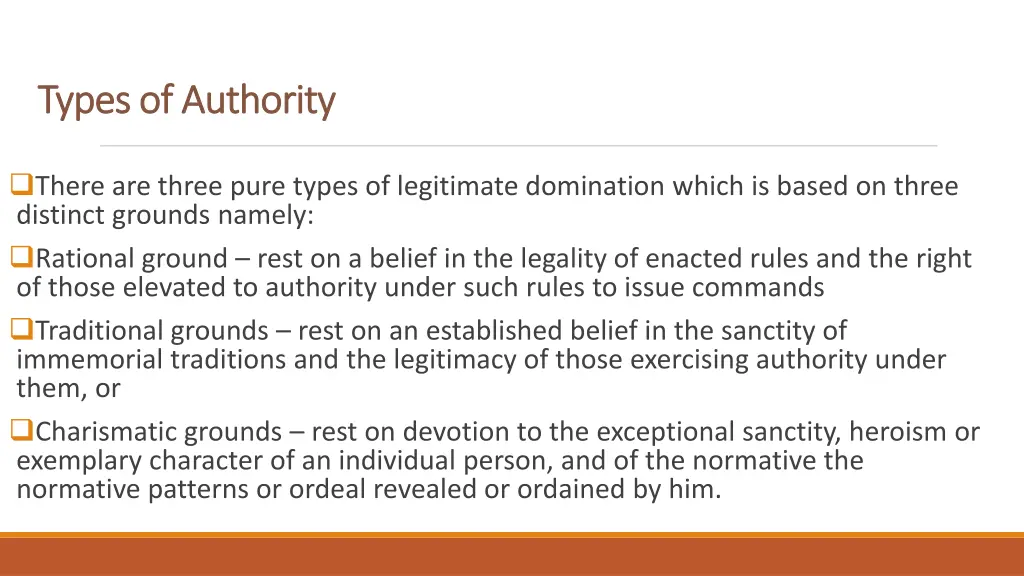 types of authority types of authority