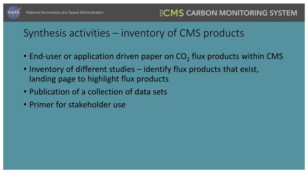 synthesis activities inventory of cms products