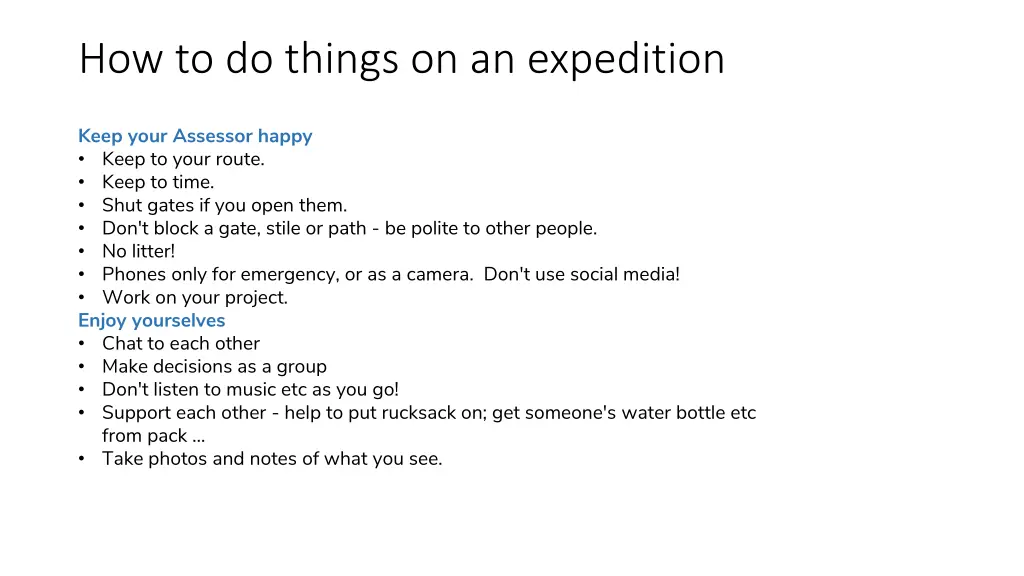 how to do things on an expedition 4