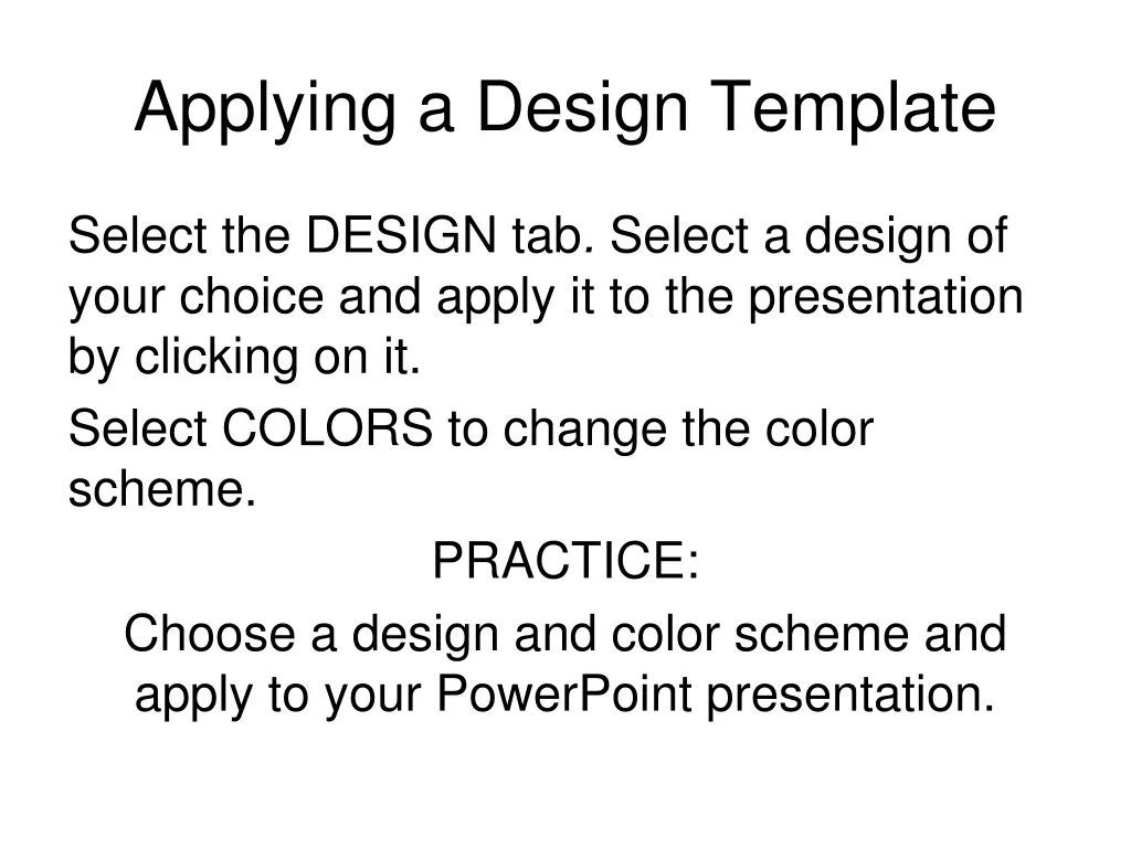 applying a design template