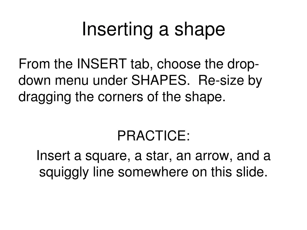 inserting a shape