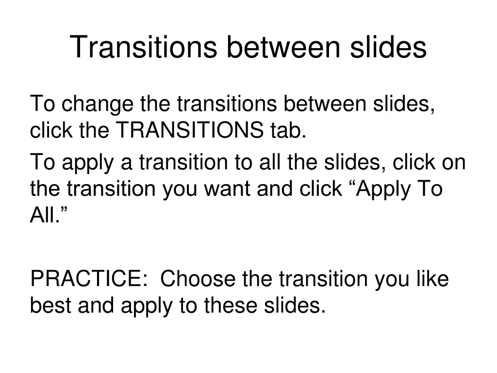 transitions between slides