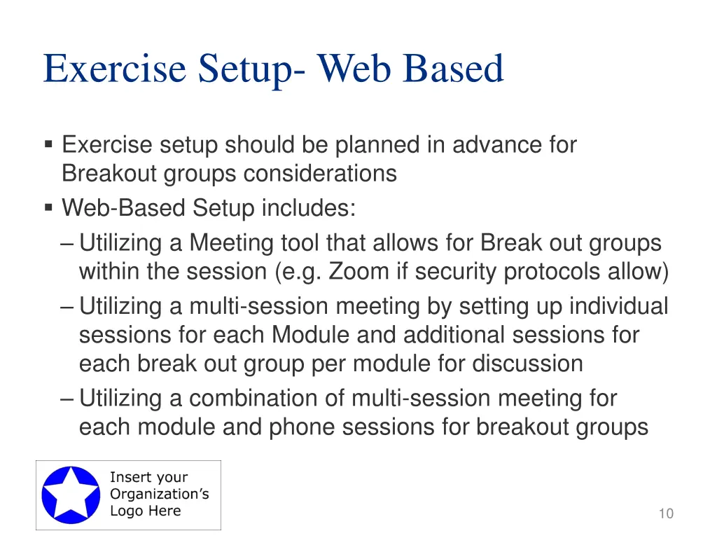 exercise setup web based