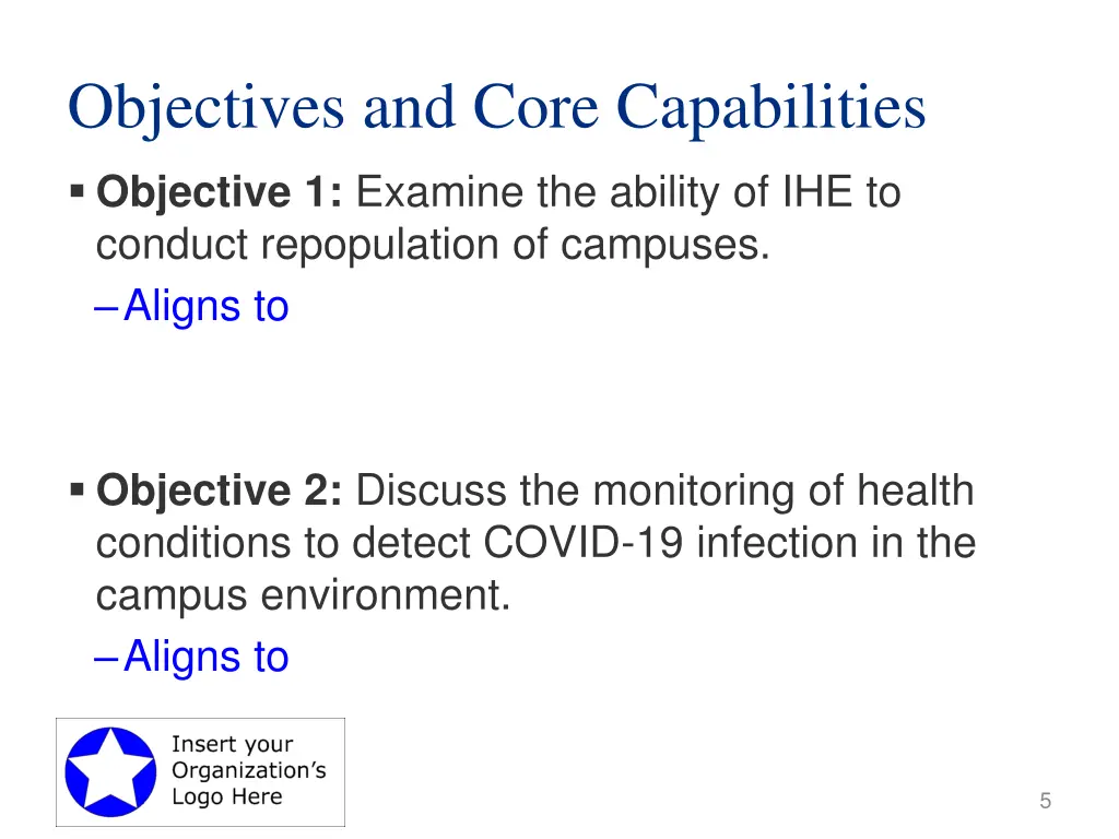 objectives and core capabilities