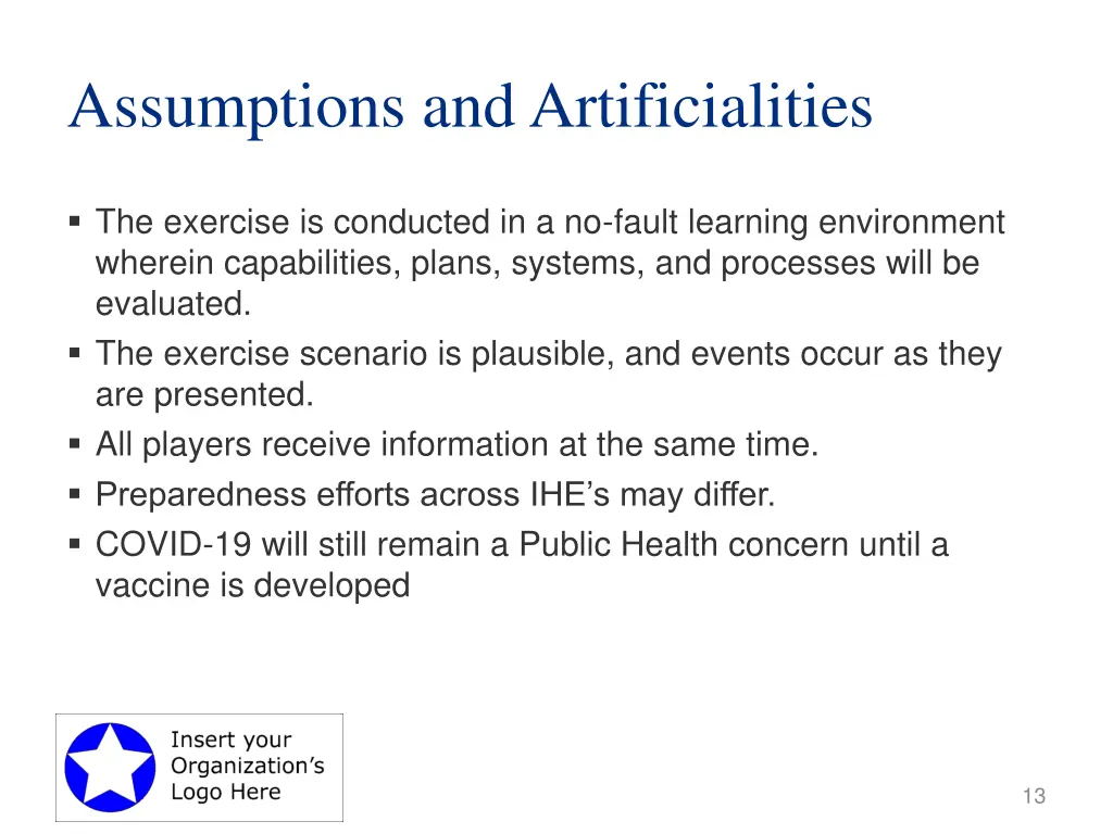 assumptions and artificialities