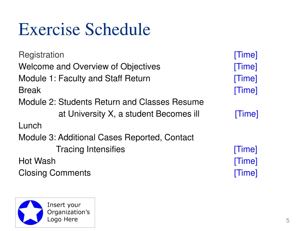 exercise schedule