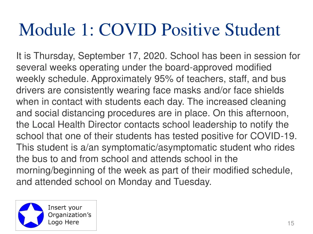 module 1 covid positive student