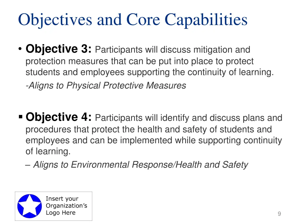 objectives and core capabilities 1