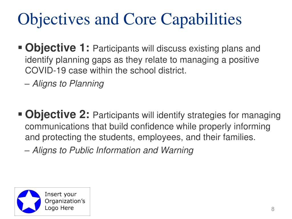 objectives and core capabilities