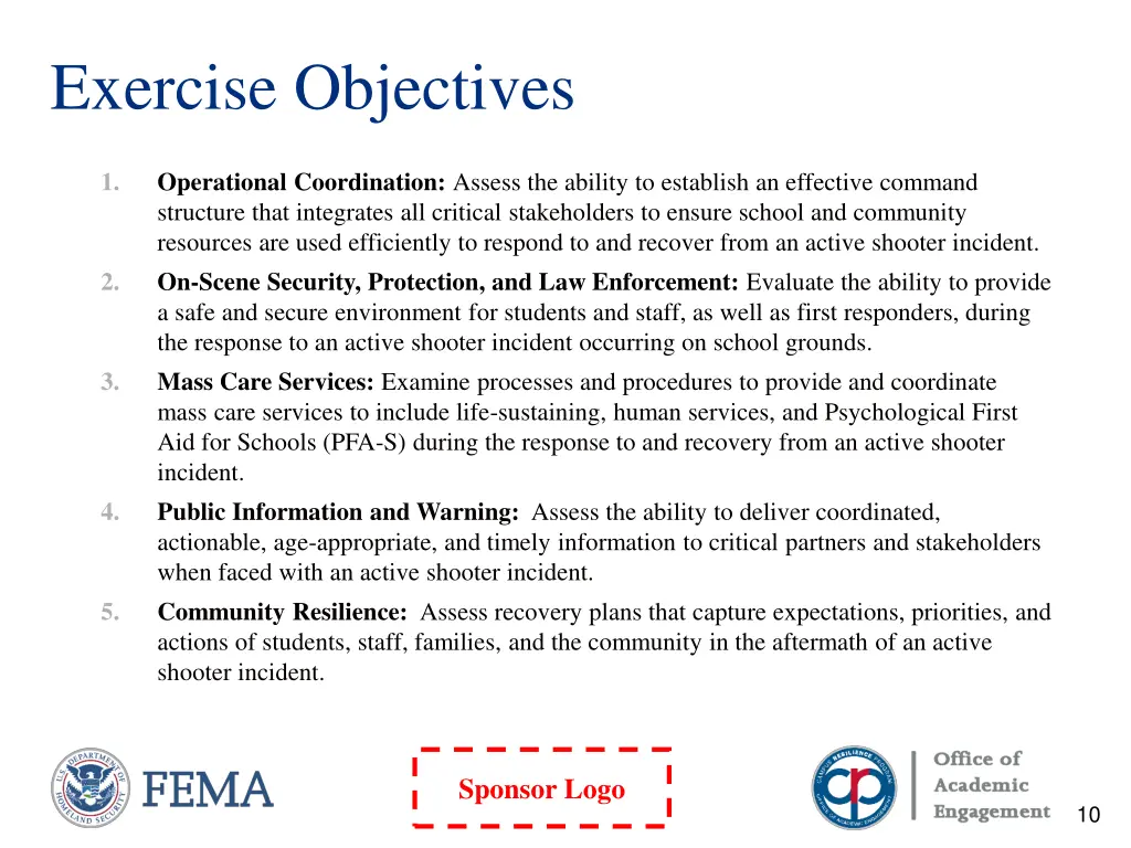 exercise objectives