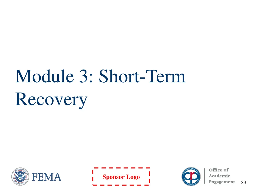 module 3 short term recovery