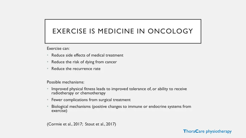 exercise is medicine in oncology