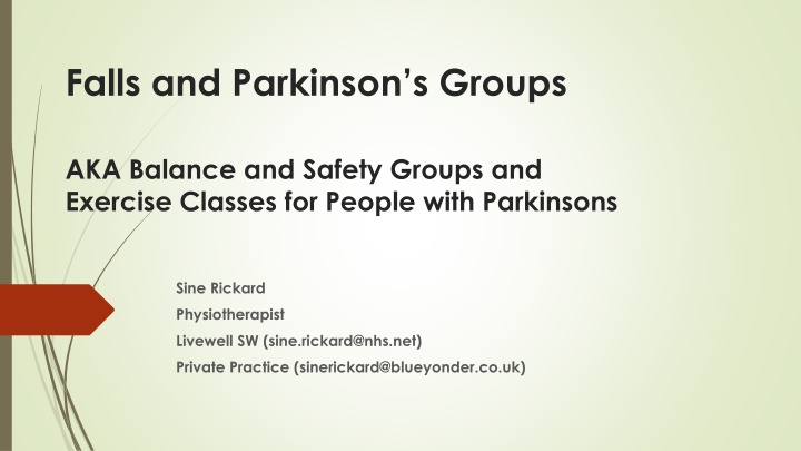 falls and parkinson s groups