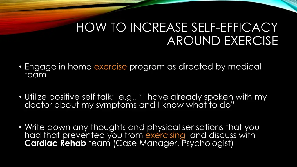 how to increase self efficacy around exercise