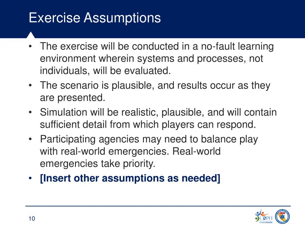 exercise assumptions