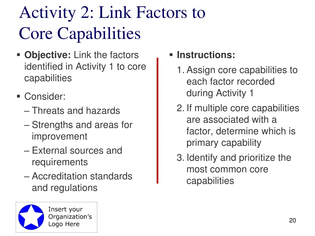 activity 2 link factors to core capabilities