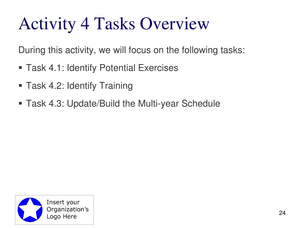 activity 4 tasks overview