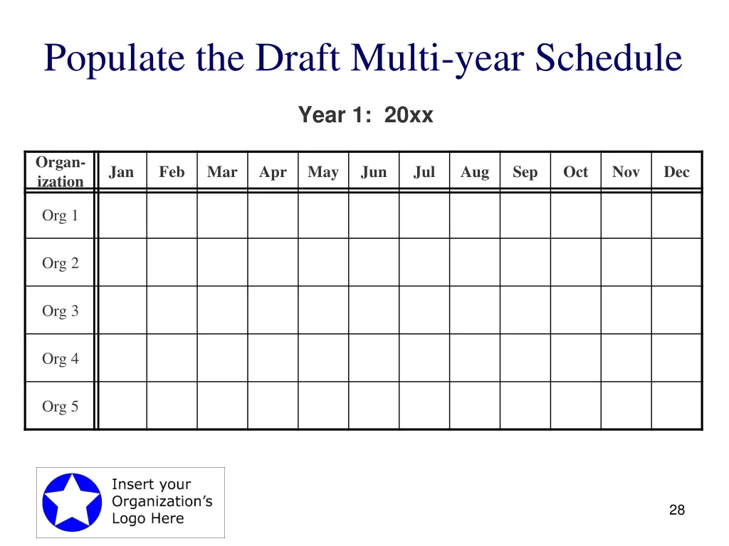 populate the draft multi year schedule