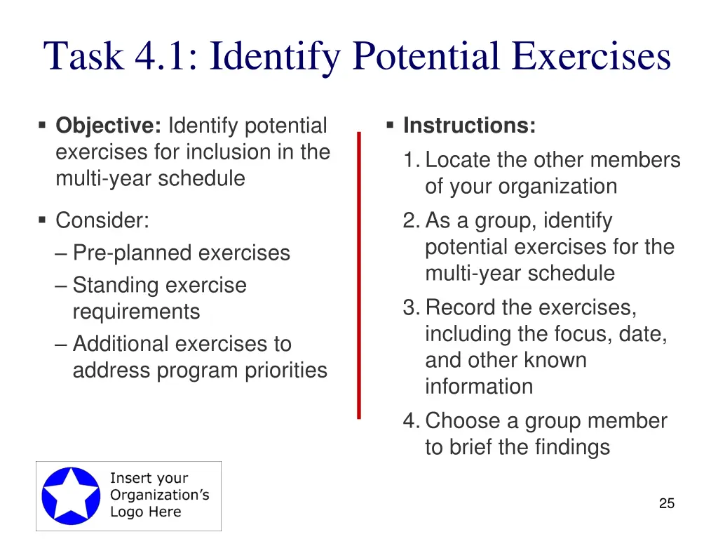 task 4 1 identify potential exercises