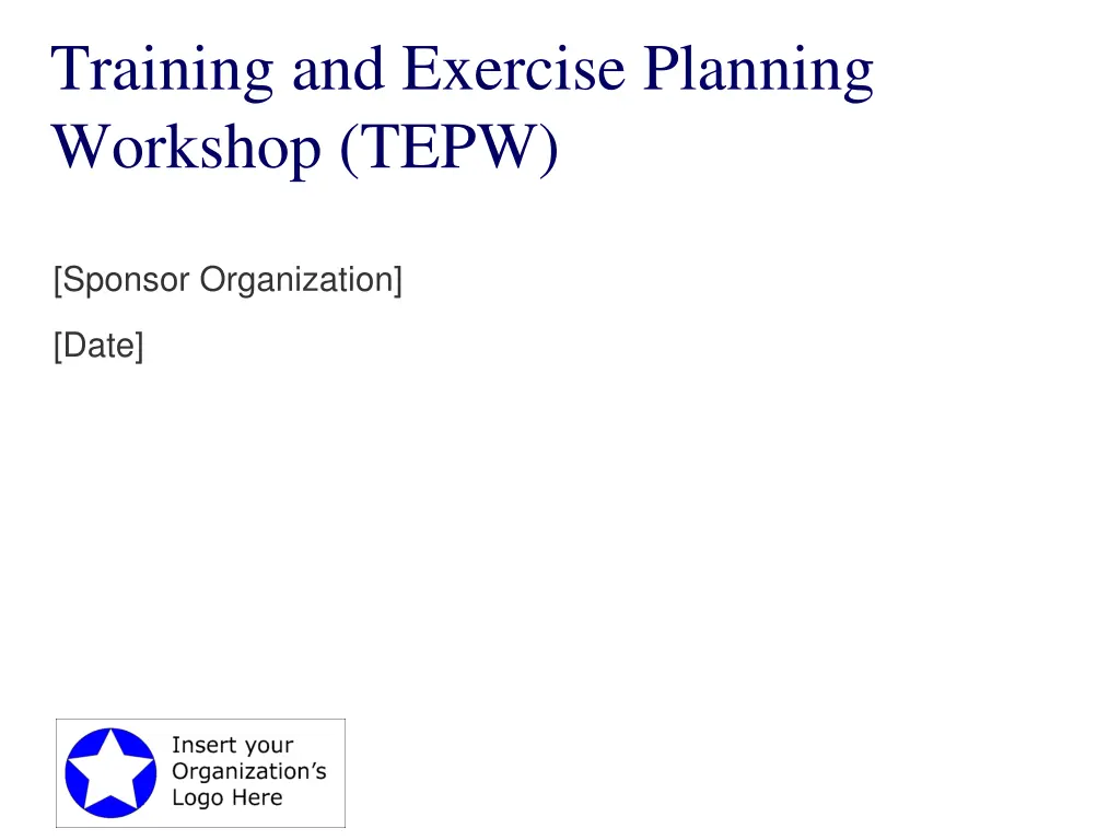 training and exercise planning workshop tepw