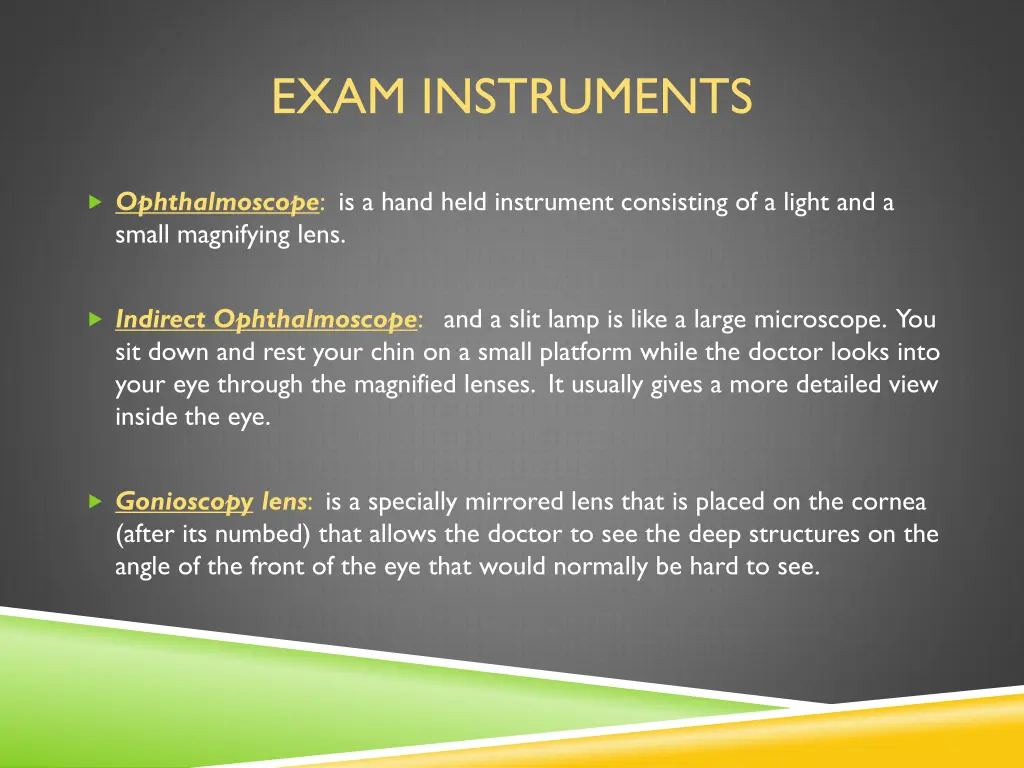 exam instruments