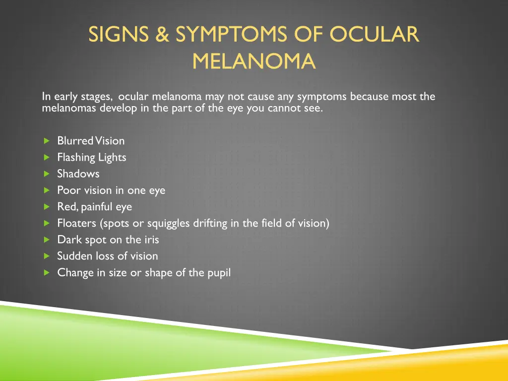 signs symptoms of ocular melanoma