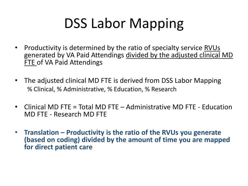 dss labor mapping