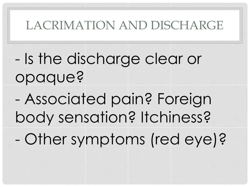 lacrimation and discharge