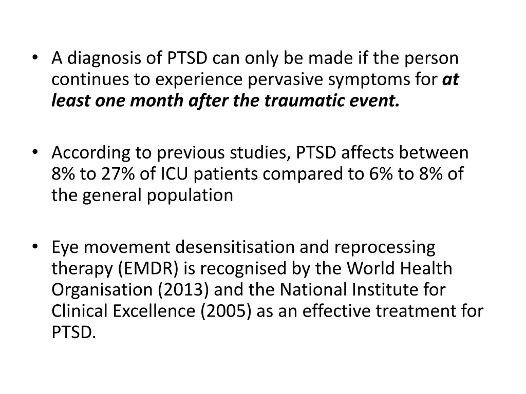 a diagnosis of ptsd can only be made