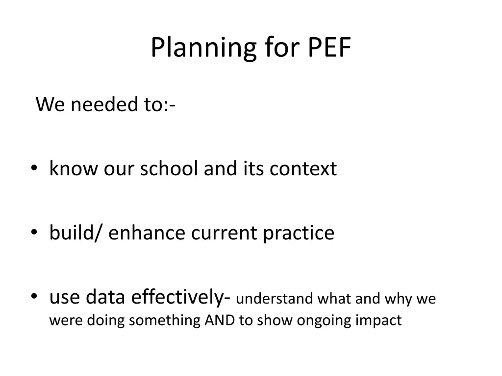 planning for pef