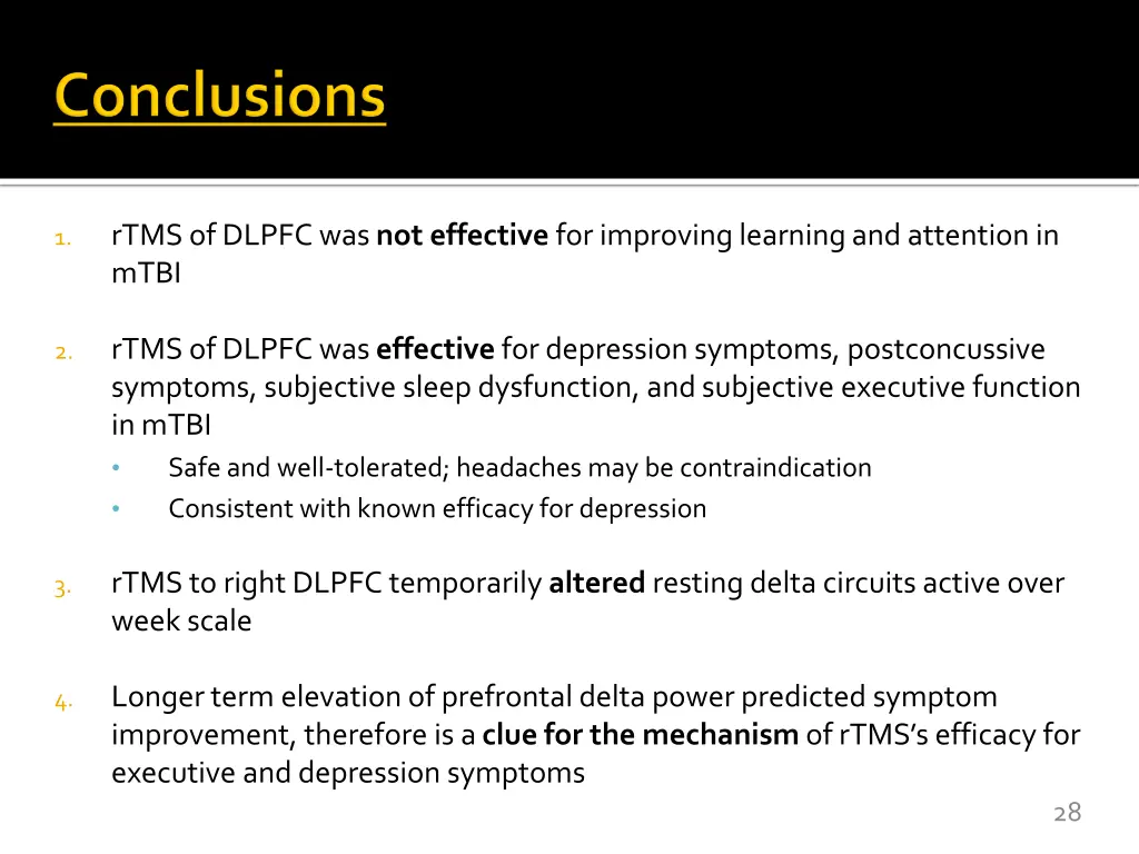 rtms of dlpfc was not effective for improving