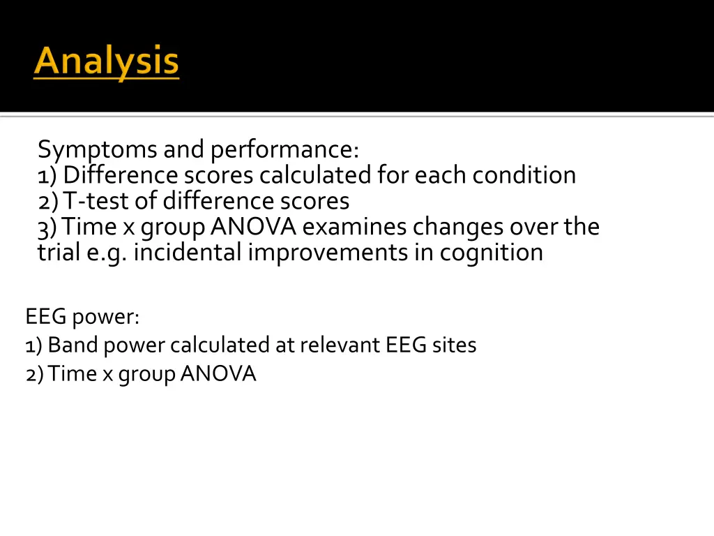 symptoms and performance 1 difference scores