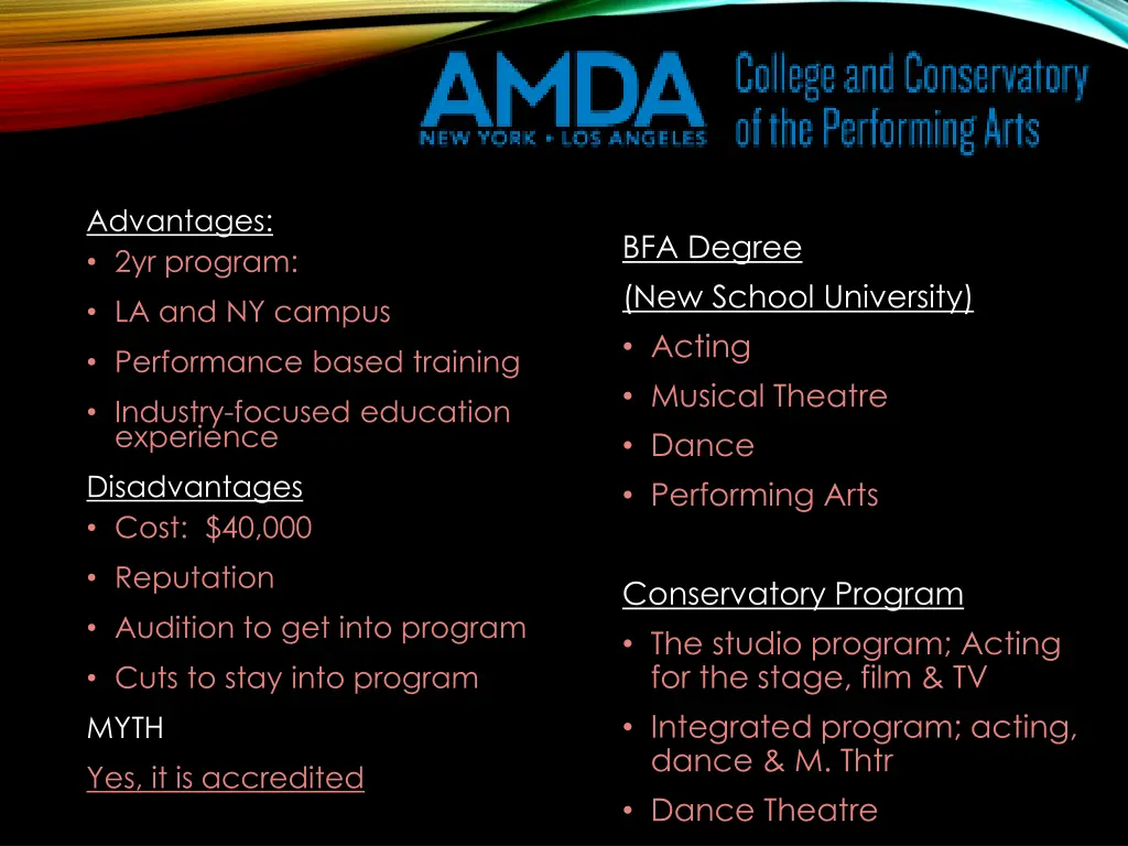 advantages 2yr program la and ny campus